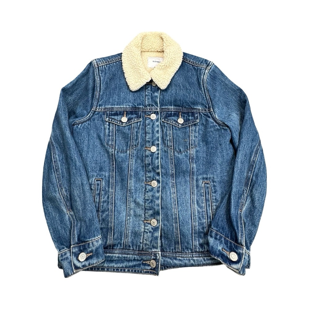 Old Navy Denim Jacket‎ Women S Blue Sherpa Lined Trucker Faux Shearling Classic